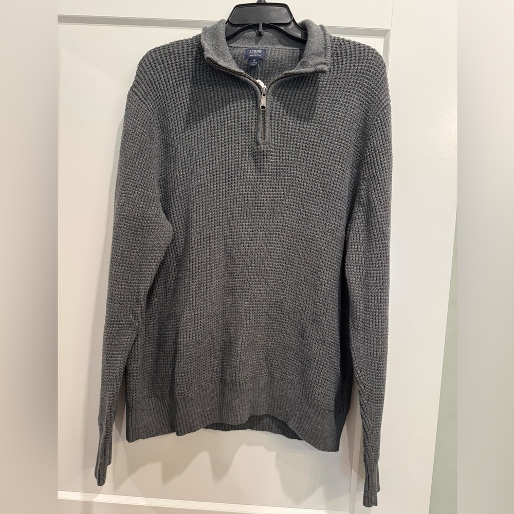 J. Crew Men's Gray Quarter-Zip Sweater 100% cotton